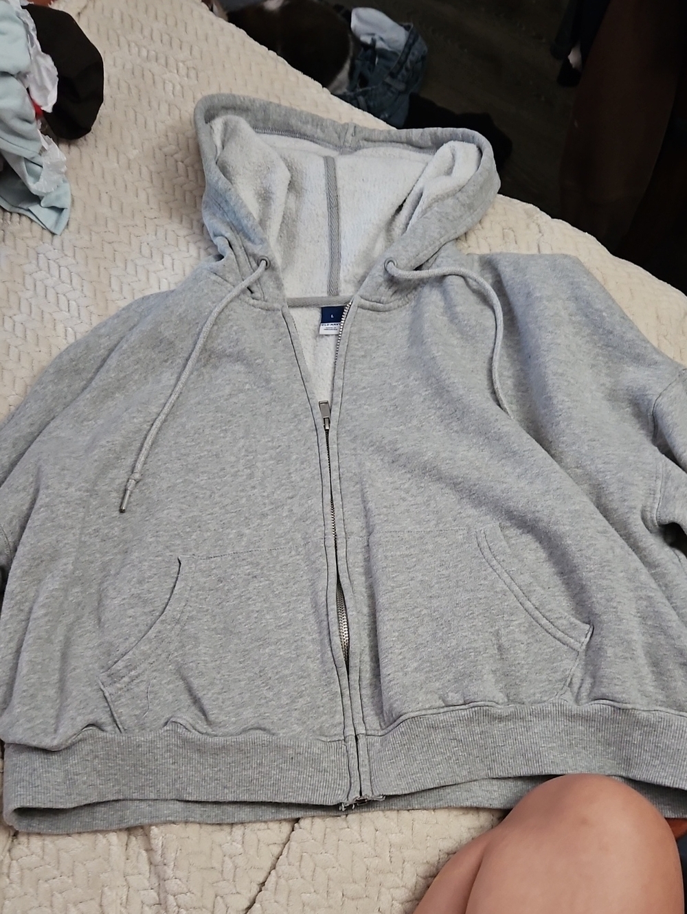 Classic Women's Light Gray Zip Hoodie Jacket